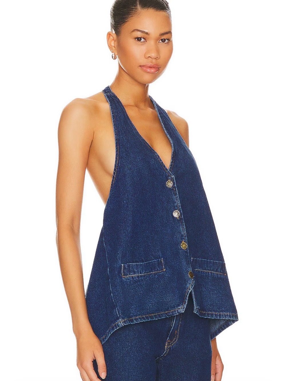 Lioness Hills Halter Top in Dark Denim Size Small